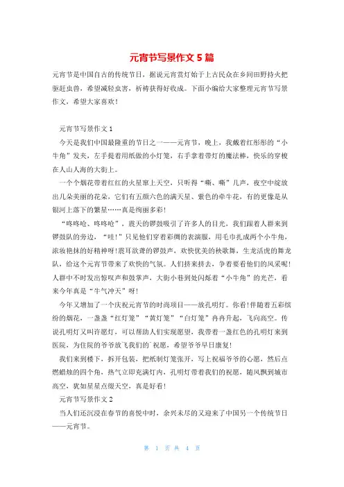 元宵节写景作文5篇
