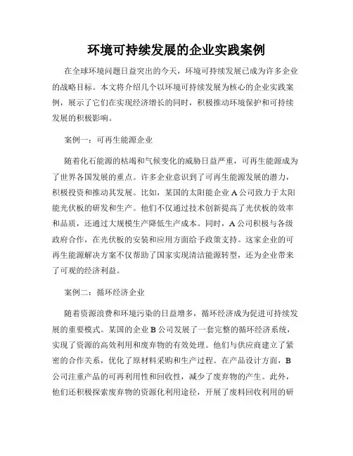 环境可持续发展的企业实践案例