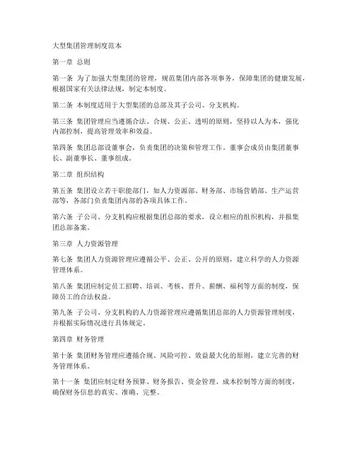 大型集团管理制度范本