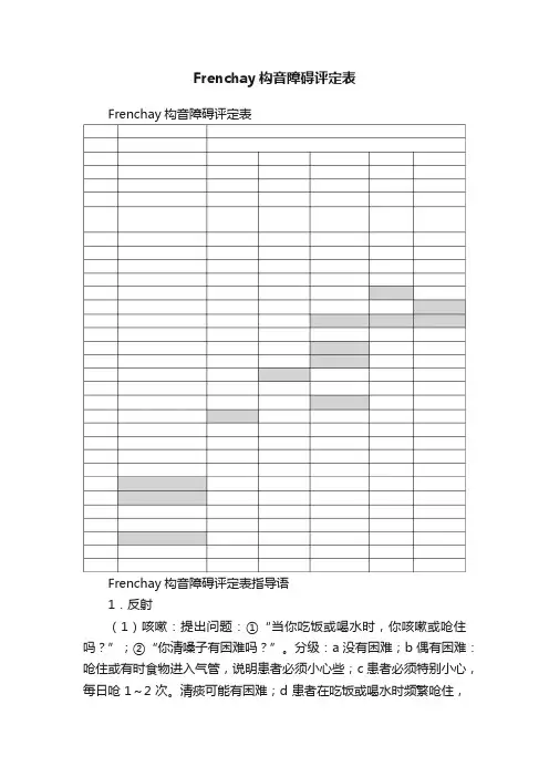 Frenchay构音障碍评定表