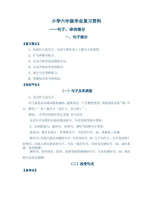 小学六年级毕业复习资料