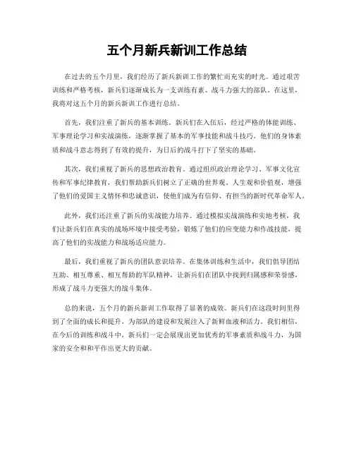 五个月新兵新训工作总结