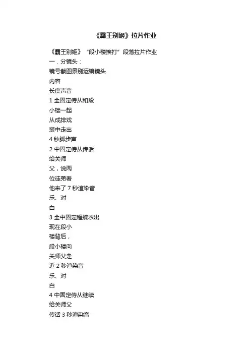 《霸王别姬》拉片作业