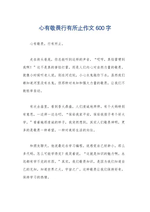 心有敬畏行有所止作文600字