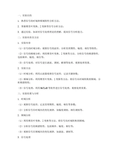 信号特性分析实验报告