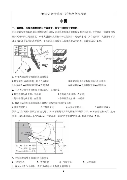2022届高三地理二轮专题复习训练——非洲Word版含答案