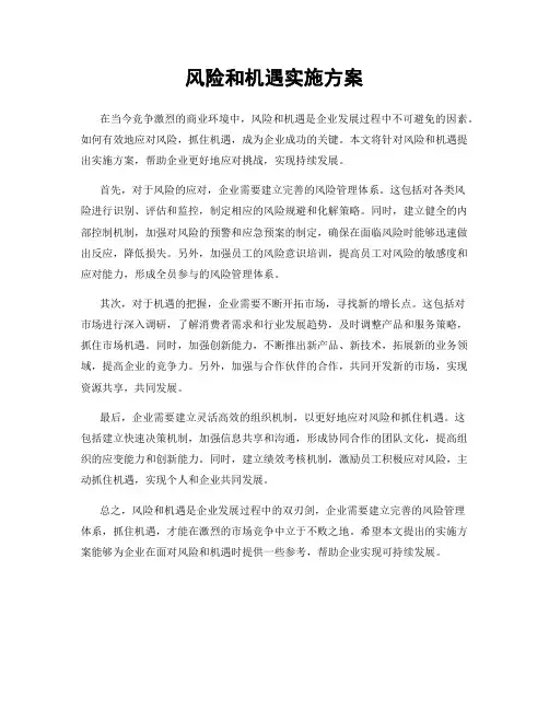 风险和机遇实施方案
