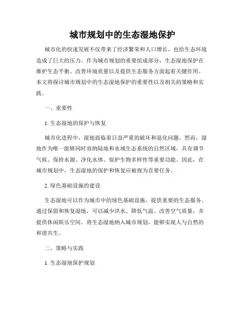 城市规划中的生态湿地保护
