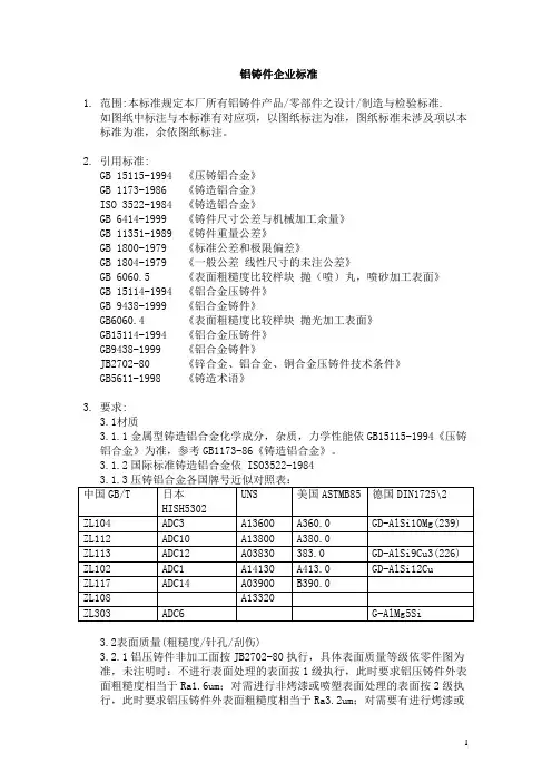 压铸标准——精选推荐