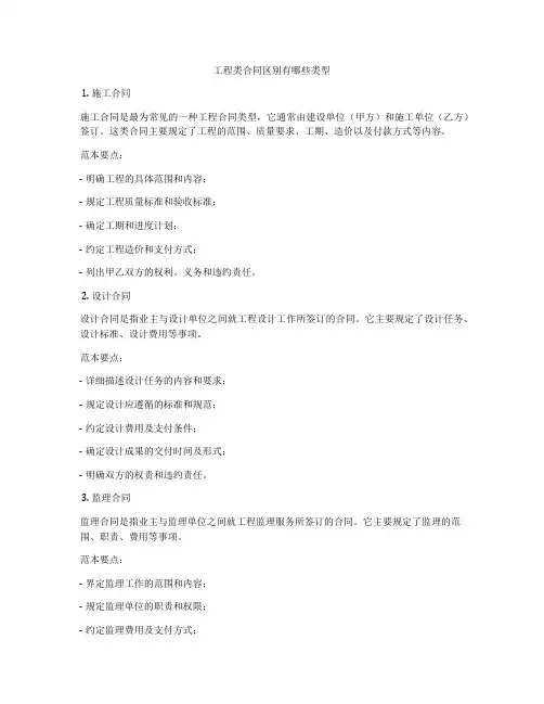 工程类合同区别有哪些类型