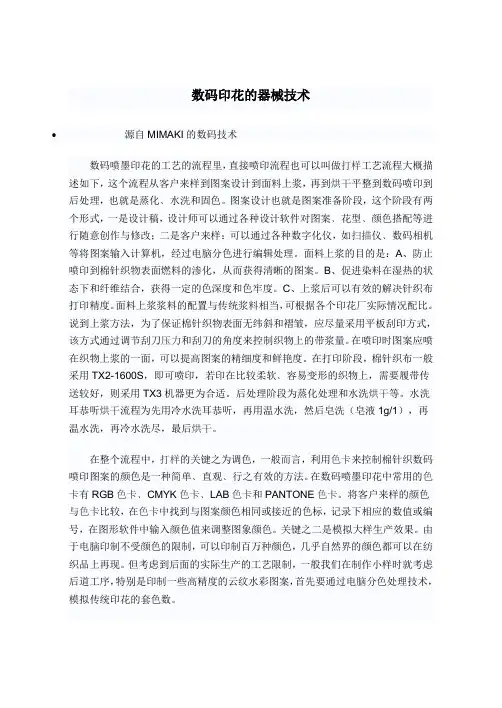 数码印花的器械技术