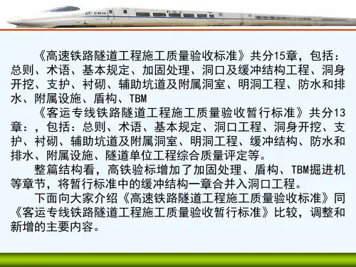 高速铁路隧道工程施工质量验收标准 PPT
