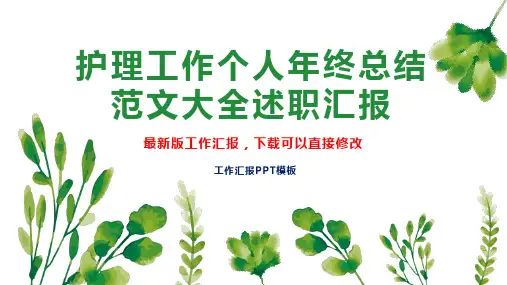 护理工作个人年终总结范文大全述职汇报PPT模板2下载
