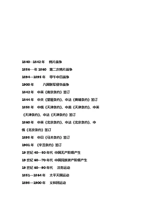 最新高考必背历史时间表