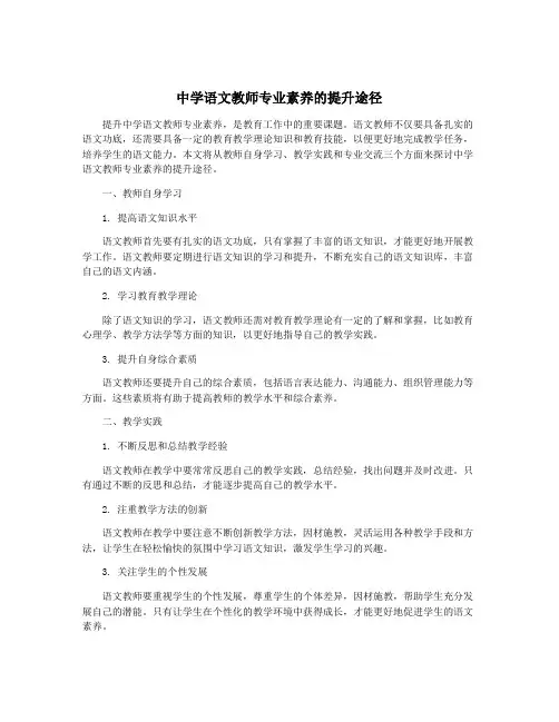 中学语文教师专业素养的提升途径