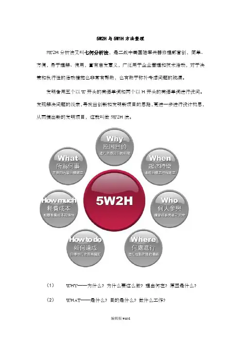 5W2H与5W1H方法整理