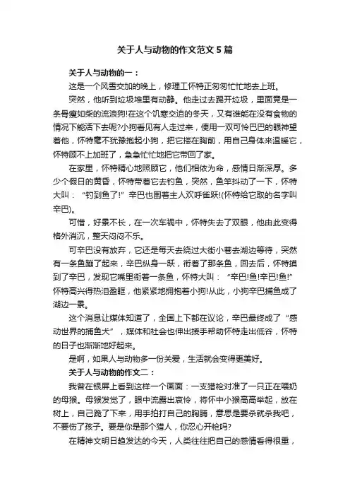 关于人与动物的作文范文5篇