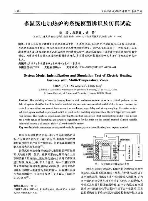 多温区电加热炉的系统模型辨识及仿真试验