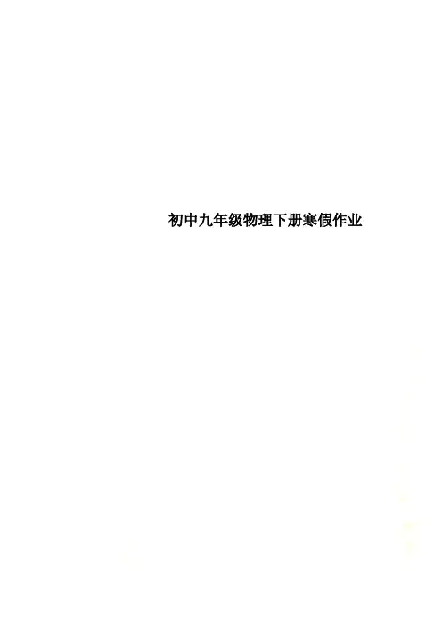 初中九年级物理下册寒假作业
