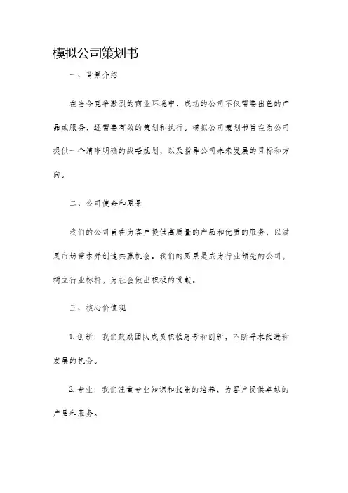 模拟公司策划书