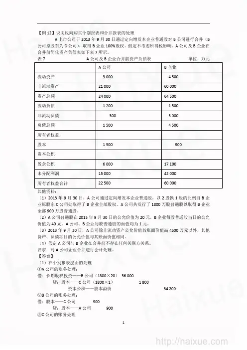 第24章 反向购买综合举例