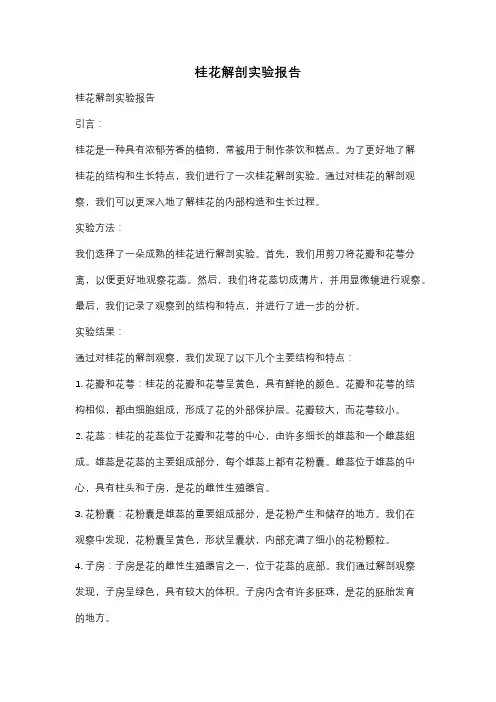 桂花解剖实验报告
