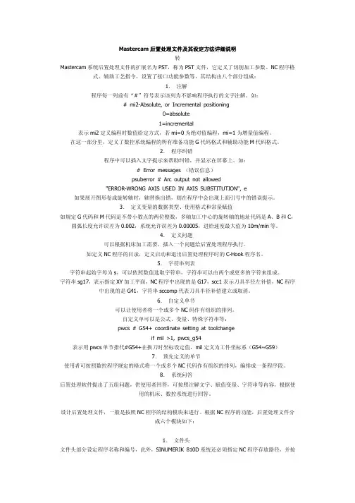 Mastercam后置处理文件及其设定方法详细说明1