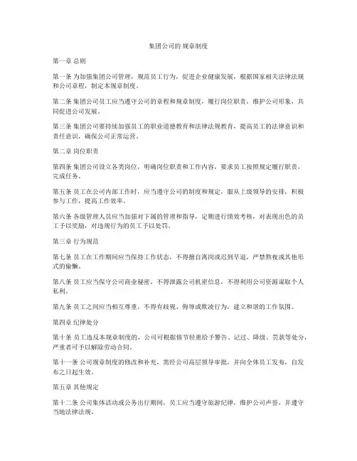 集团公司的 规章制度