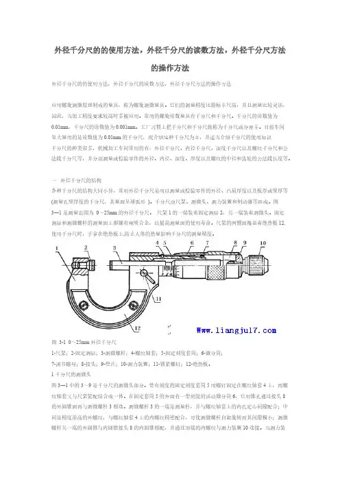 外径千分尺的的使用方法