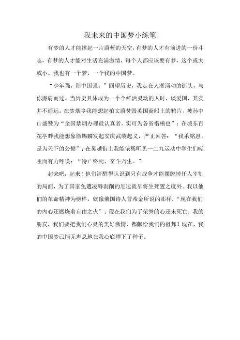 我未来的中国梦小练笔