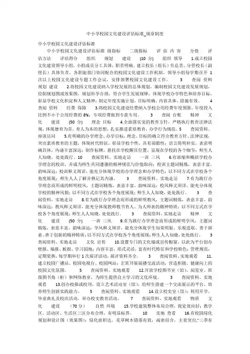中小学校园文化建设评估标准_规章制度