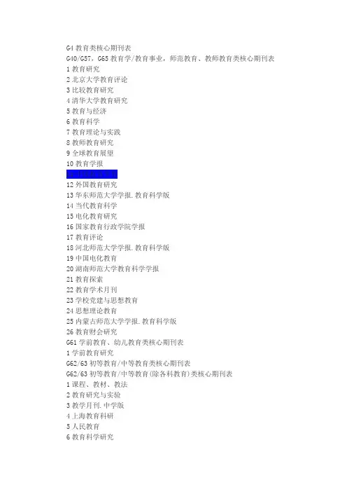 G4教育类核心期刊表