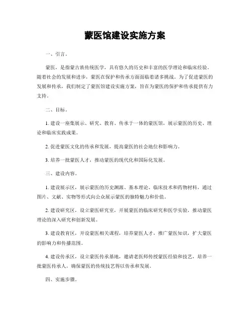蒙医馆建设实施方案