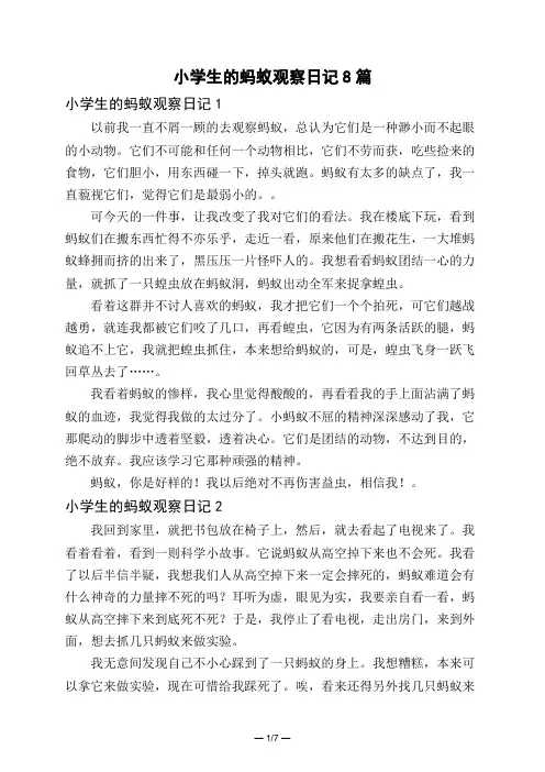 小学生的蚂蚁观察日记8篇