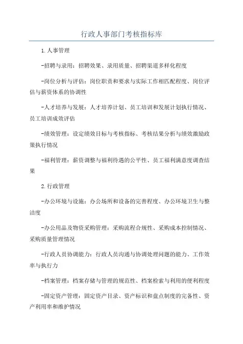 行政人事部门考核指标库