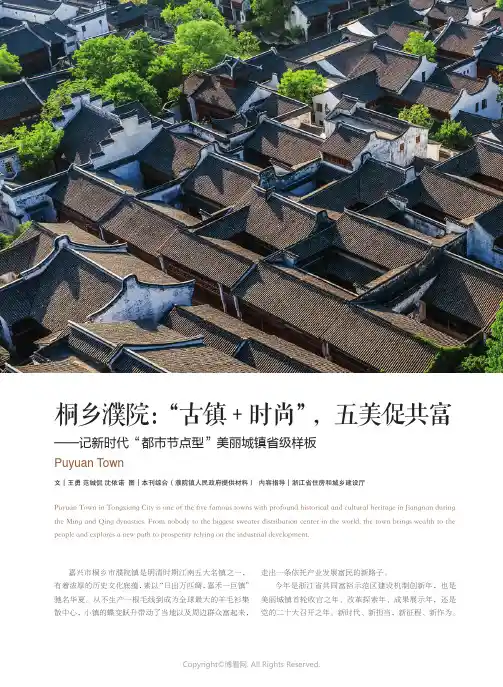 桐乡濮院：“古镇+_时尚”，五美促共富