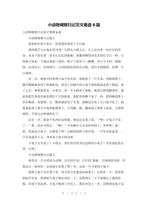 小动物观察日记范文集锦6篇