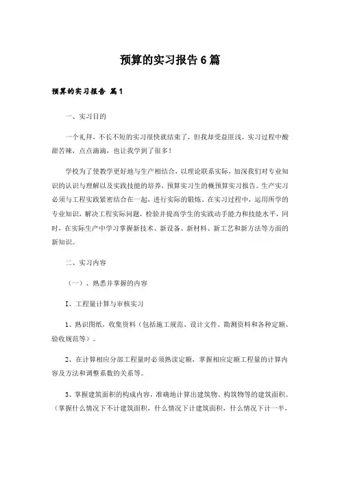 预算的实习报告6篇