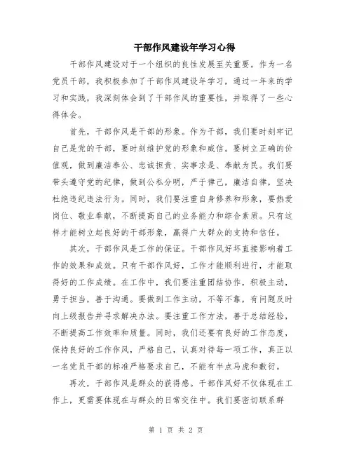 干部作风建设年学习心得