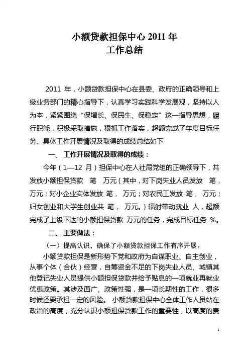 贷款信用担保工作总结