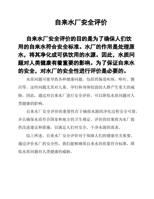 自来水厂安全评价
