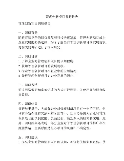 管理创新项目调研报告