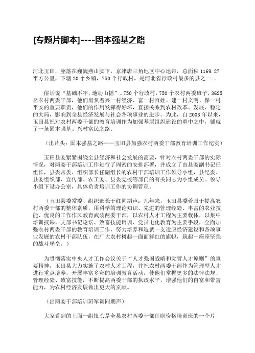 [专题片脚本]----固本强基之路