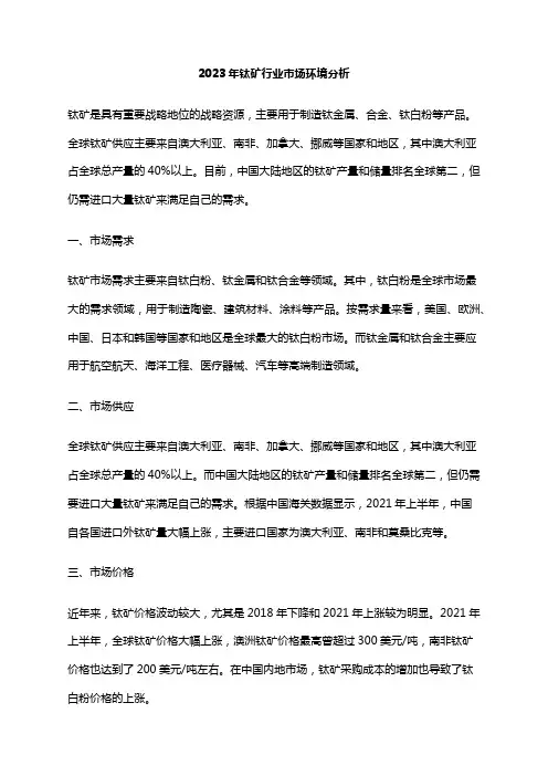 2023年钛矿行业市场环境分析