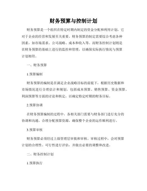 财务预算与控制计划