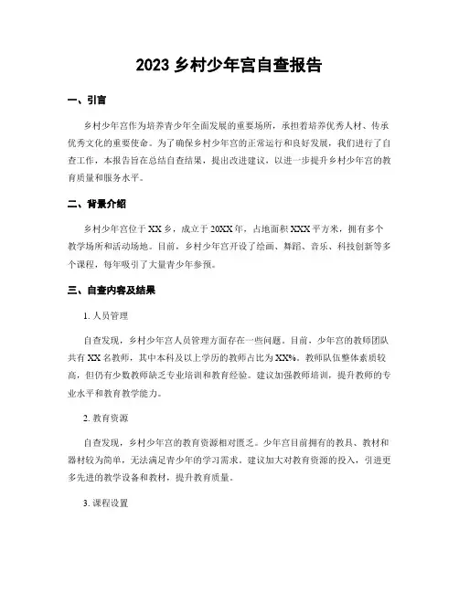 2023乡村少年宫自查报告