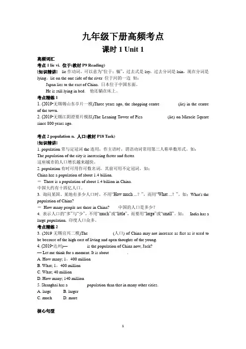2020年中考英语高频考点复习(九年级下册)