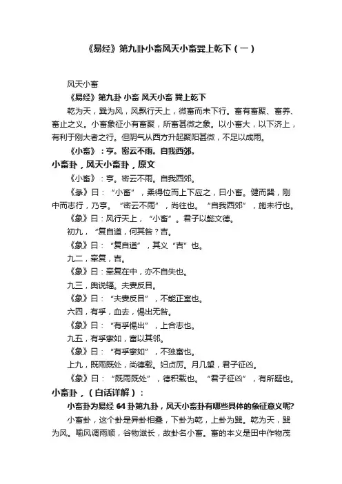 《易经》第九卦小畜风天小畜巽上乾下（一）