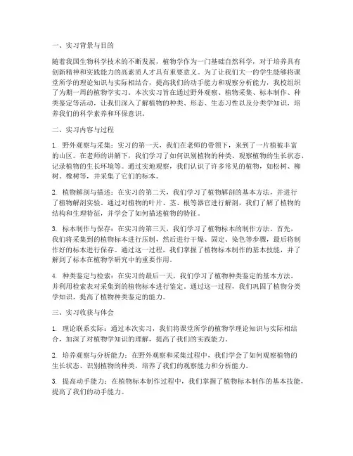 植物学大一实习报告