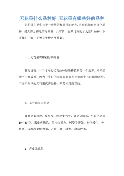 无花果什么品种好 无花果有哪些好的品种